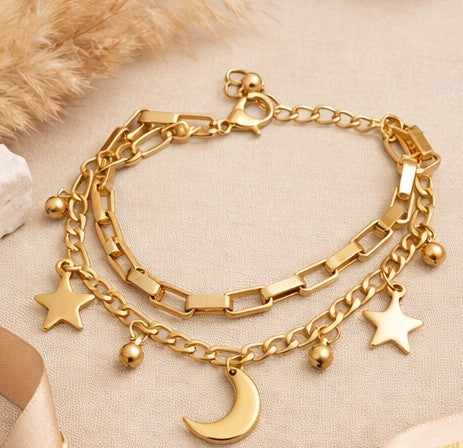Pulsera celestial luna y estrellas