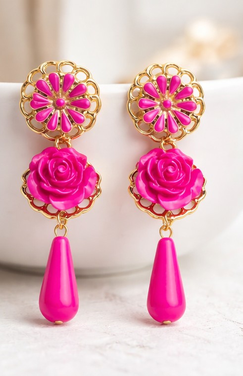 Pendientes Lágrima Andaluza Rosa
