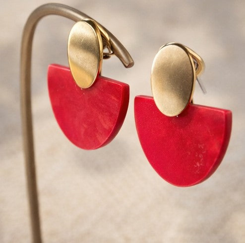 Pendientes abanico rojo