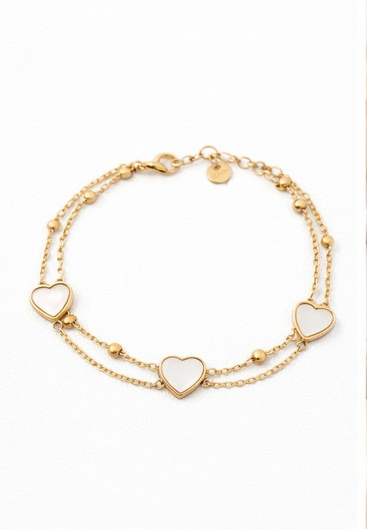 Pulsera corazón de nácar gold