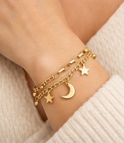 Pulsera celestial luna y estrellas
