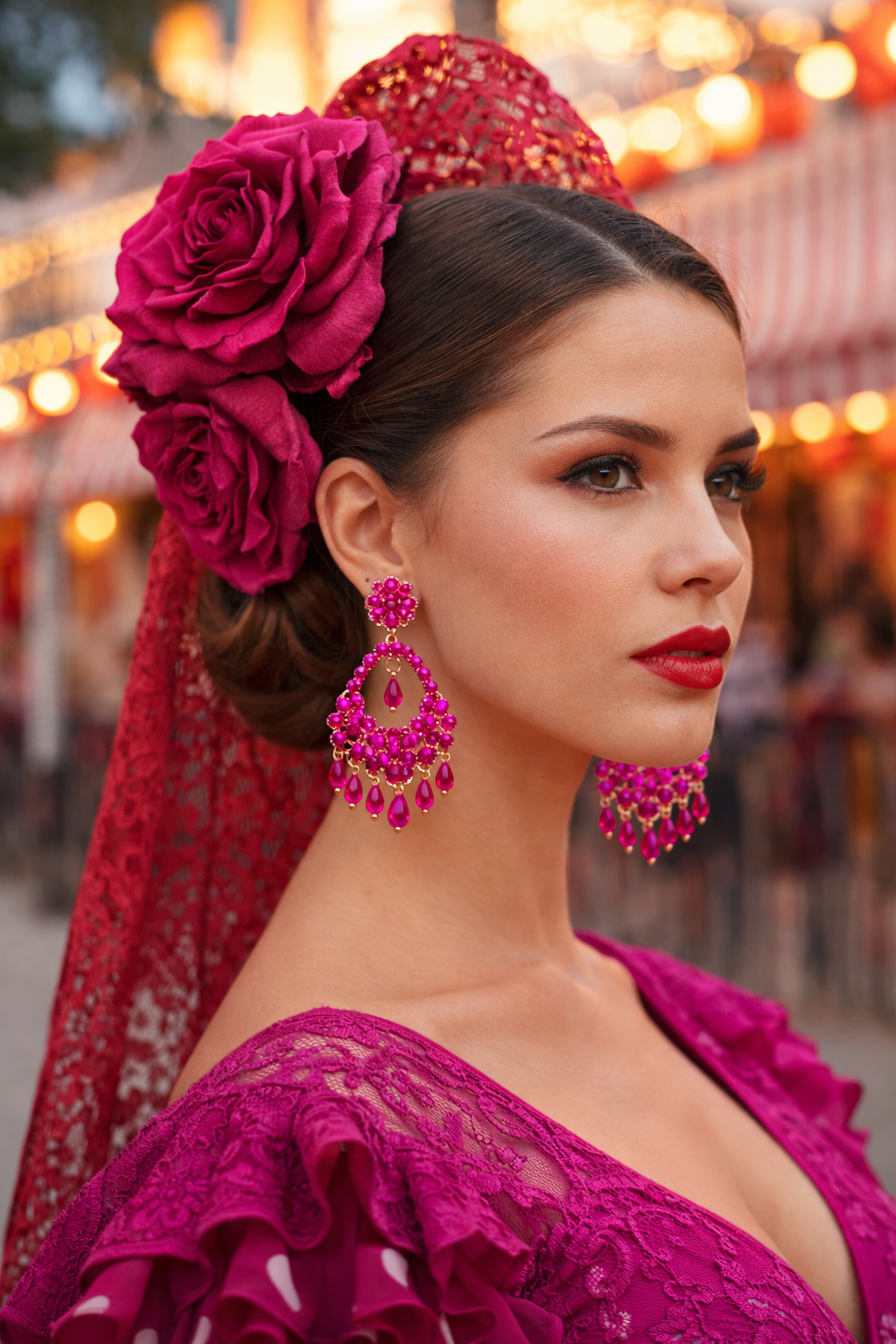 Pendientes Noche flamenca Rosa