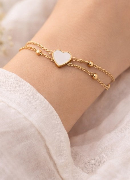 Pulsera corazón de nácar gold