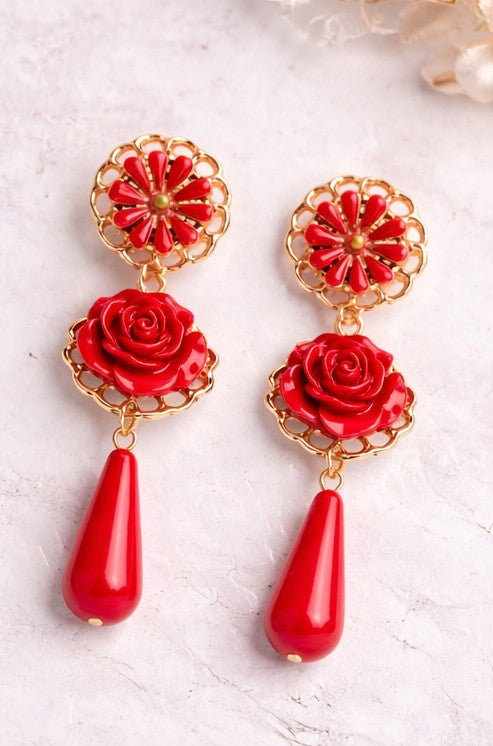 Pendientes Lágrima Andaluza Roja
