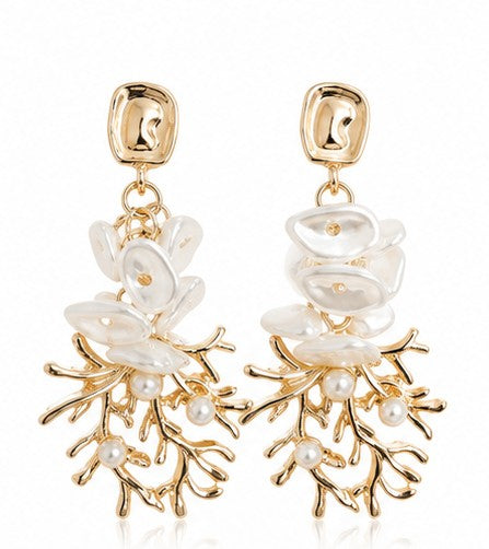 Pendientes coral de nacar