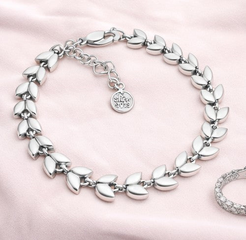 Pulsera hojas de plata