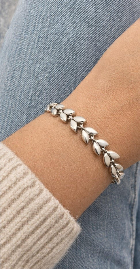 Pulsera hojas de plata
