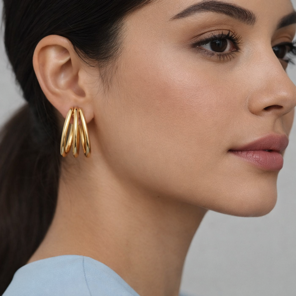 Pendientes triple hoop gold