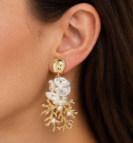 Pendientes coral de nacar