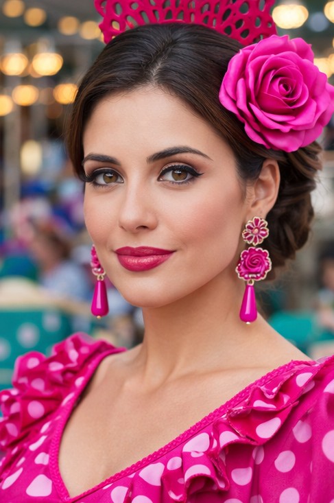 Pendientes Lágrima Andaluza Rosa