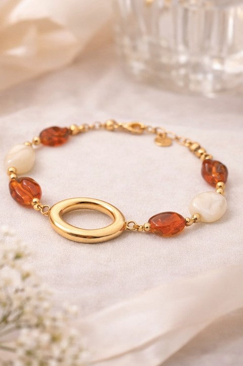 Pulsera elegance ámbar y nácar