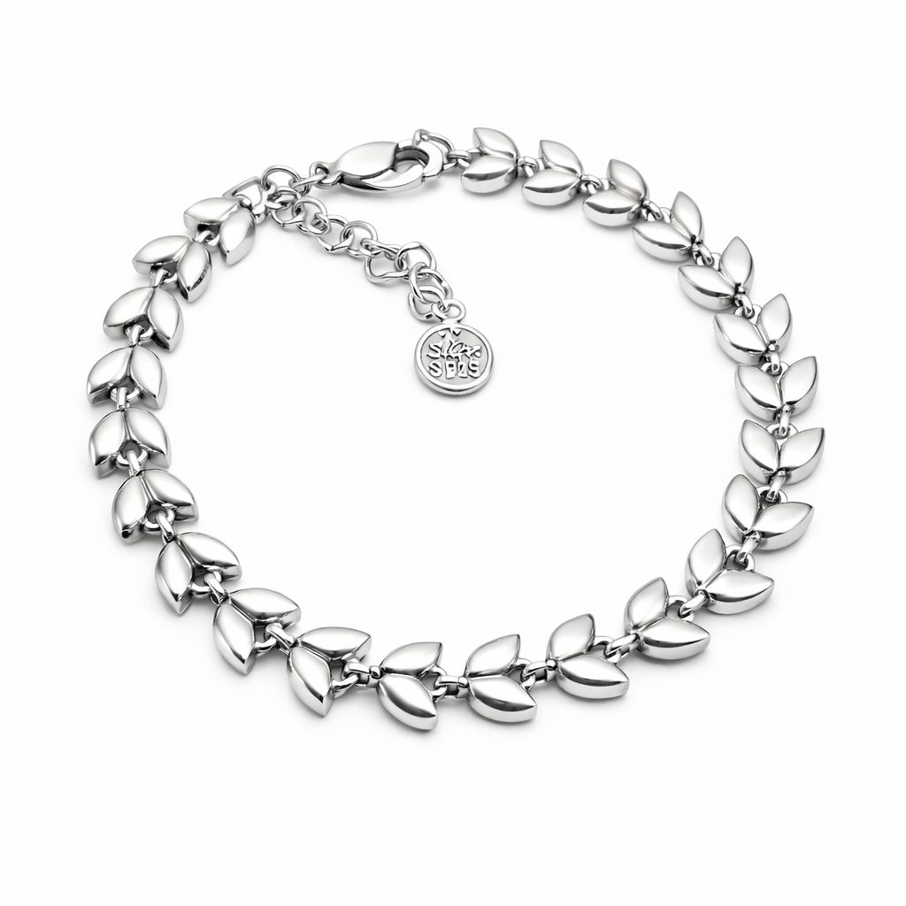 Pulsera hojas de plata