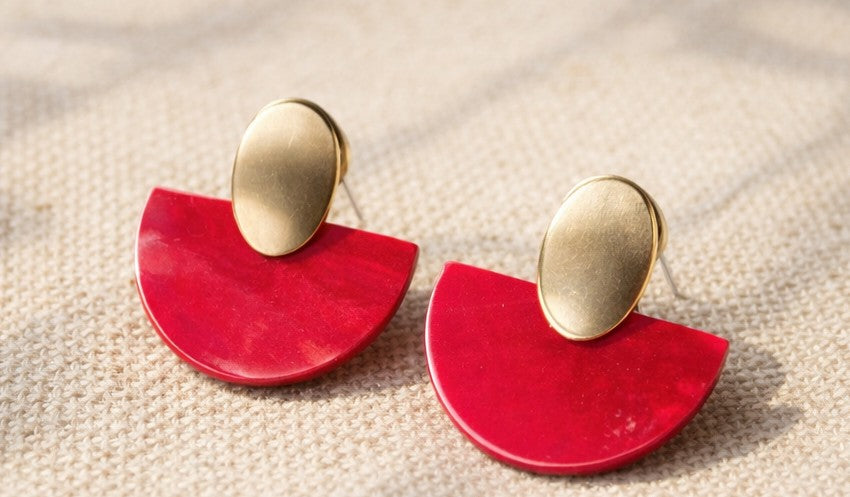 Pendientes abanico rojo
