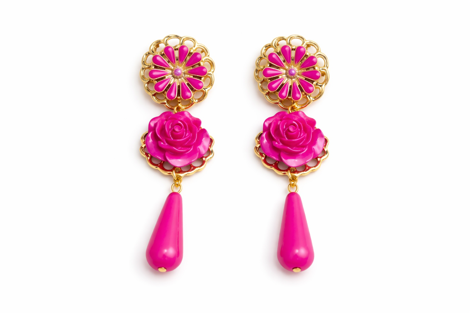 Pendientes Lágrima Andaluza Rosa