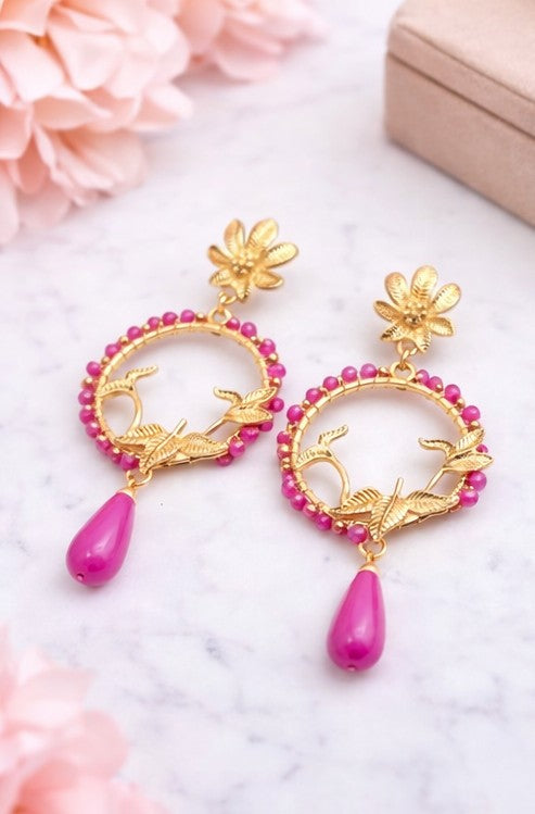 Pendientes Amanecer Flamenco Fucsia
