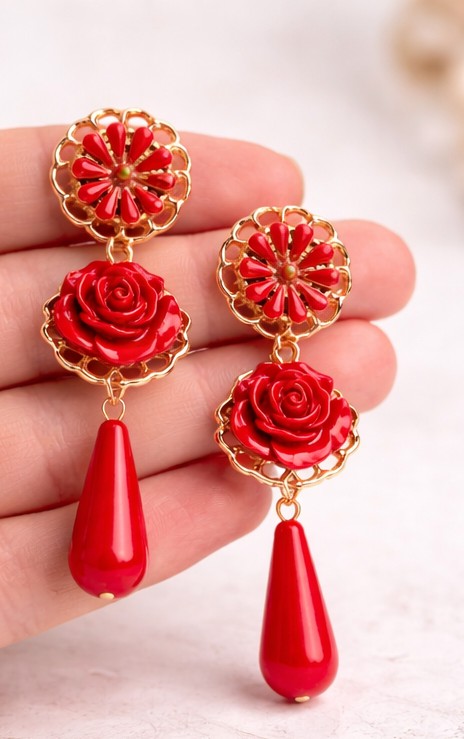 Pendientes Lágrima Andaluza Roja