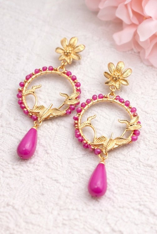 Pendientes Amanecer Flamenco Fucsia