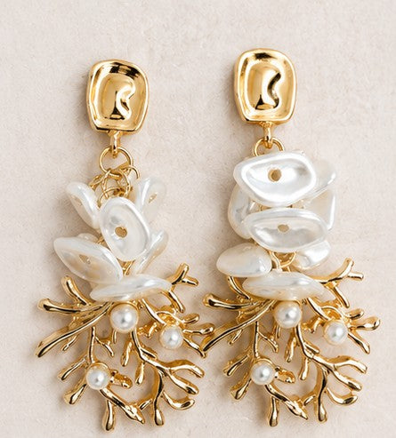 Pendientes coral de nacar
