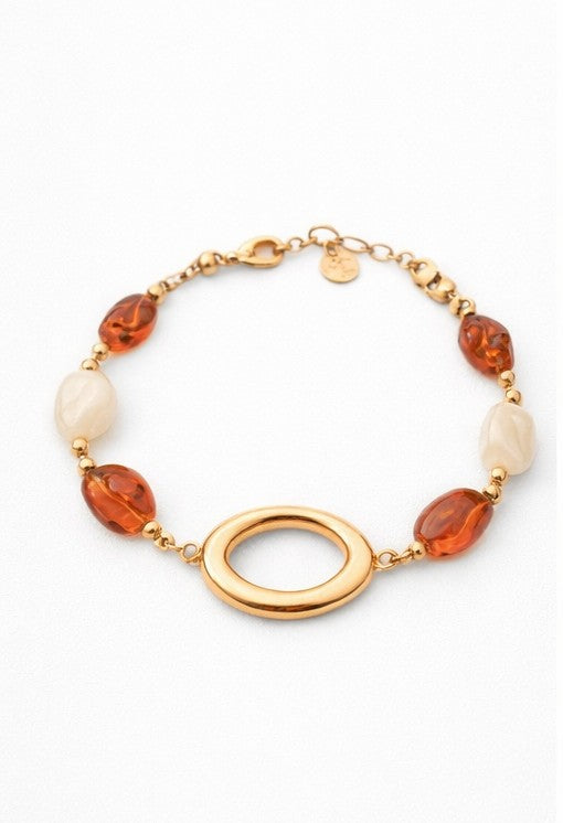 Pulsera elegance ámbar y nácar