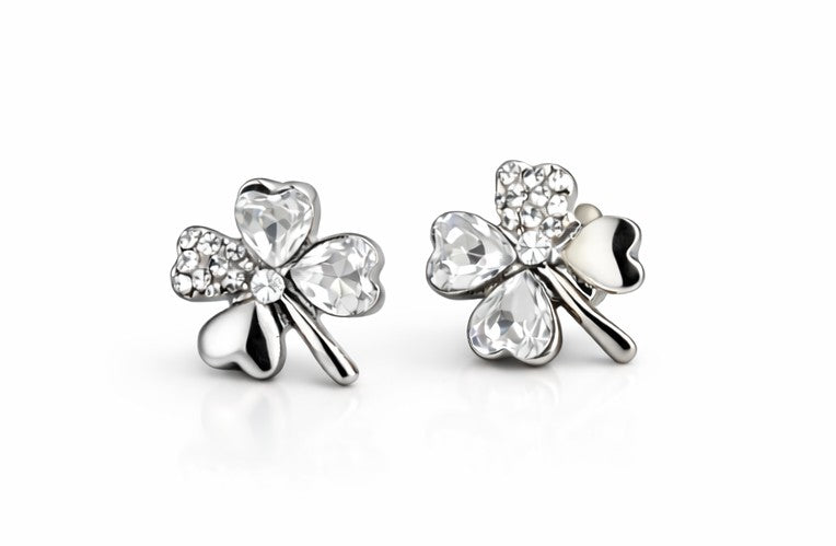 Pendientes trébol cristal