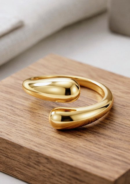 Anillo gota dorada