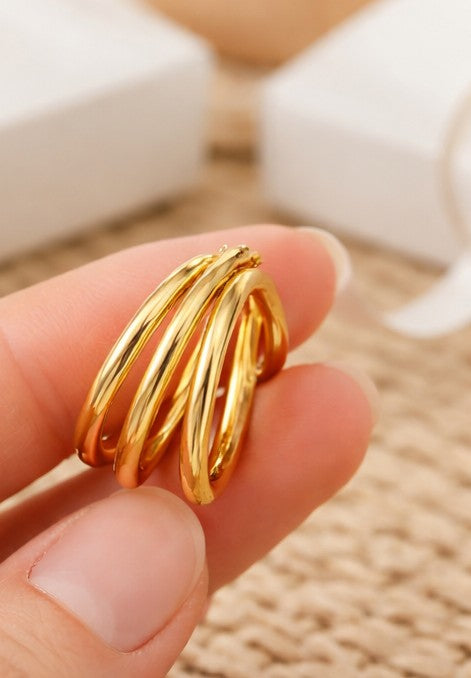 Pendientes triple hoop gold