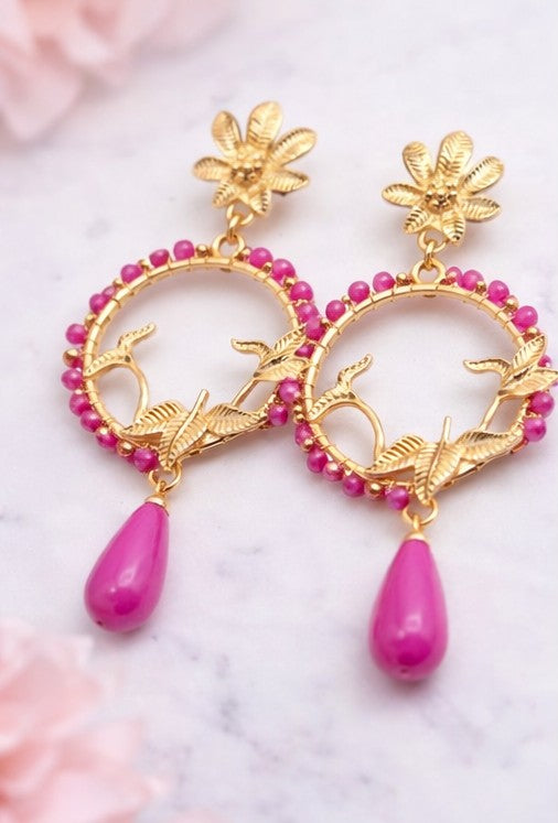 Pendientes Amanecer Flamenco Fucsia