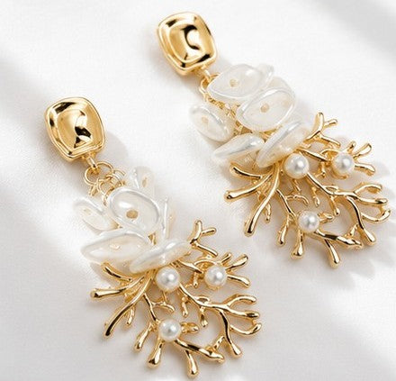 Pendientes coral de nacar