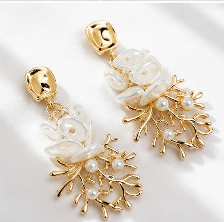 Pendientes coral de nacar