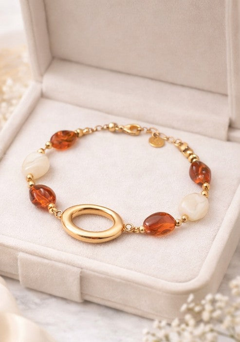 Pulsera elegance ámbar y nácar